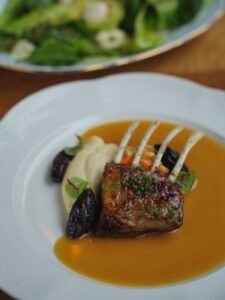 ribs served on white plate